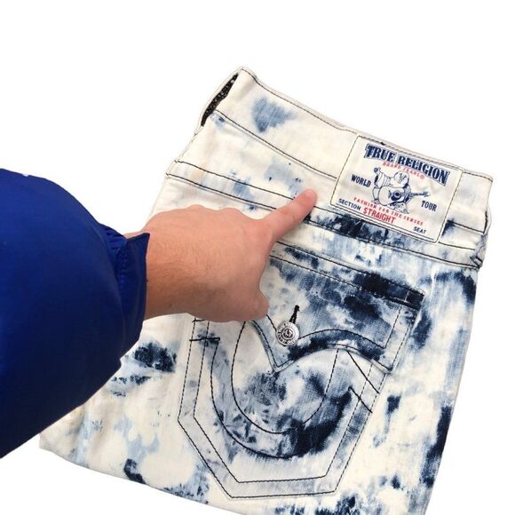 RARE True Religion Jeans Size 40 STRAIGHT Blue - Picture 6 of 12